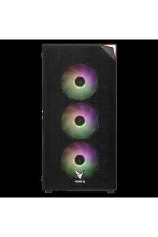 Vento Vg3400s Mid Tower, 650w 80+ Siyah, Temperli Cam, Rgb, Atx Gamıng Kasa