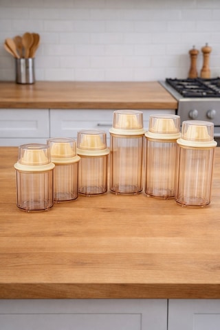 Decorev Erzak Saklama Kabı 900ml - 1300 Ml 6lı Set Kahverengi