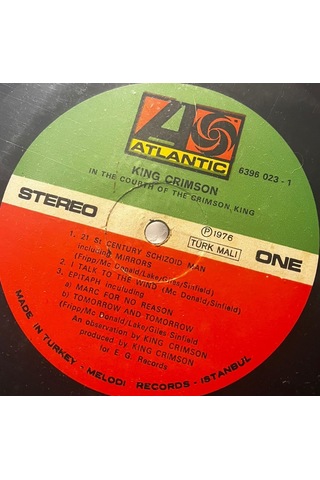 King Crimson - In The Court Of The Crimson King Atlantic / Melodi Records - Sd 8245 - Made İn Turkey