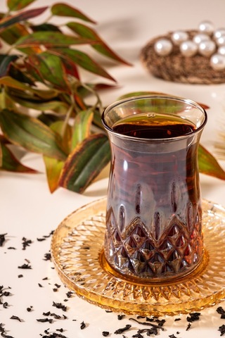 Mest Lüsterli 6 Kişilik 12 Parça Çay Bardağı Takımı 132 Cc - Işıltılı Ve Zarif Tasarım Amber