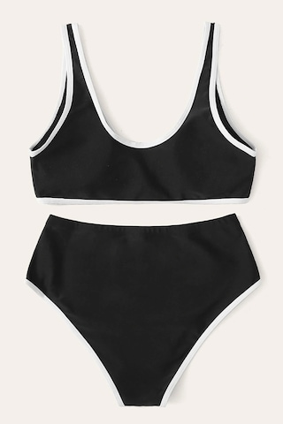 Kadın Siyah Pedli Yüksel Bel Sütyen Külot Takımı Siyah