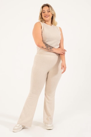 Myline Basic Kolsuz Triko Top-bej Bej