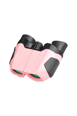 Samdoo Çocuklar İçin 10x Büyütmeli Bak4 Optik Lens Çift Gözlü Binokülör - Mini Taşınabilir, Yaşam Su Geçirmez, Pembe Lens Mendili Ve Askı Rastgele