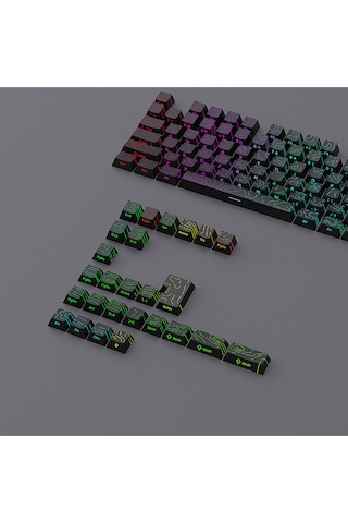 Contourline Keycaps 130 Adet Klavye Tuşu Tam Set Çatlak Işıklı Tuş Takımı
