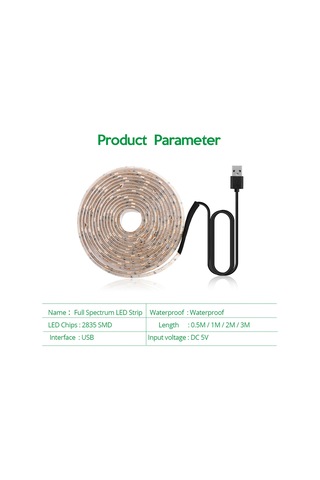 Led Grow Işık Tam Spektrum Usb Grow Işık Şeridi 1 M Mor