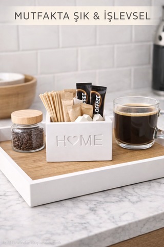 Minimalist Beton Dekoratif Obje & Takı Kutusu - "home" Serisi Beyaz