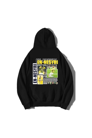 Brz Collection Unisex Oversize Yusuf En-nesyri Hoodie Siyah
