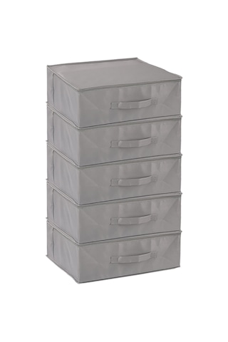 5'li Set 53 X 44 X 21 Cm Baza Altı & Dolap İçi Organizer, Yorgan & Yastık Düzenleyici Hurç Gri