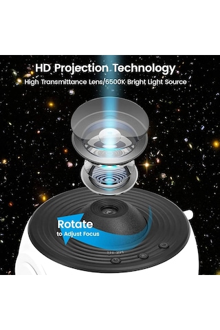 Sones Galaxy Gece Lambası Yıldız Projektör Led Masa Lambası Çocuk Odası Dekoru 12 Adet Film Diski