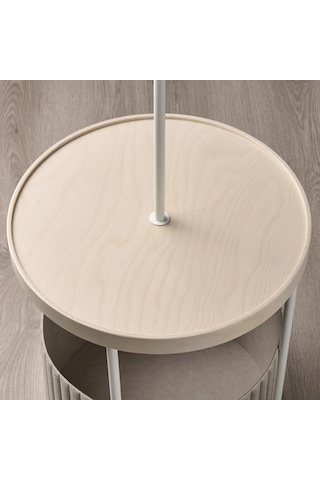 Trındsno Yer Lambası, Yan Sehpalı Meridyendukkan Beyaz-huş Modern Lambader Mobilya