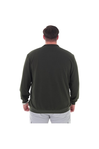 Erkek Büyük Beden 115-155 Kilo Arası İçin Uygun Uzun Kol Polo Yaka Mevsimlik Sweatshirt Haki