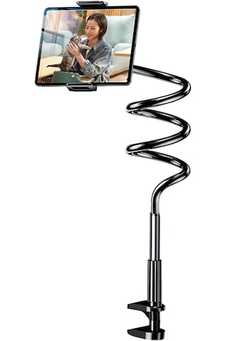 Tablet Ve Telefon Standı Metal Spiral Masa Kenarlı 360 Döner Esnek Telefon Tutucu Tablet Standı