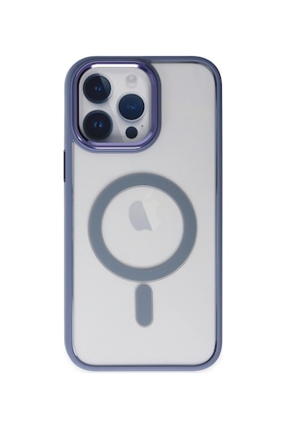iPhone Uyumlu 15 Pro Max Uyumlu Kamera Korumalı Magsafe Şeffaf Kılıf Buz Mavisi