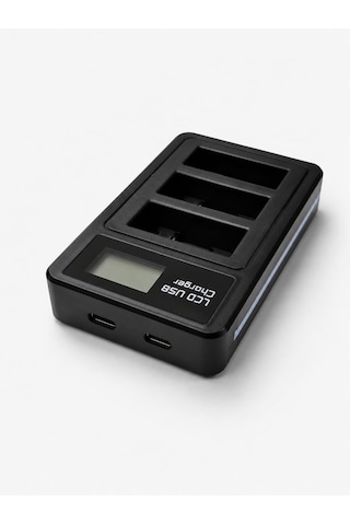 Coverzone Gopro Hero 9 Hero 10 Hero 11 Hero 12 İle Uyumlu 3 Slot Lcd Ekranlı Usb Batarya Şarj Cihazı Ahdbt-901 Ahdbt-