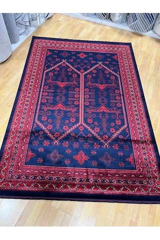 Decoser Halı Afgan Desen Vintage Etnik Desenli Salon Oturma Odası Halısı 01 Kırmızı - Bordo