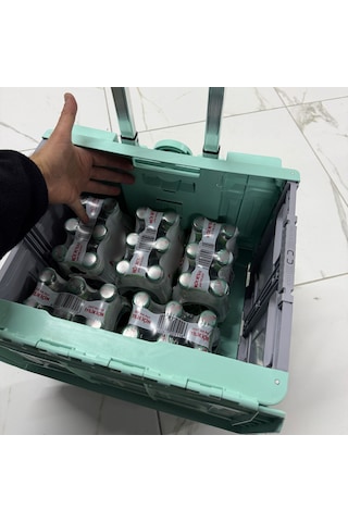 4 Tekerlekli Yeşil, 38l Orta Boy, Hareketli Alüminyum Tutacaklı Alışveriş Arabası