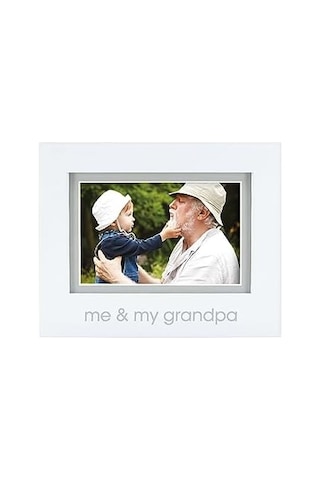 Pearhead Me And My Grandpa Sentiment Bebek Resim Çerçevesi, Bebek Hatırası Fotoğraf Çerçevesi, Cinsiyetsiz Bebek Kreş Dekoru, Büyükanne Ve Büyükbaba Hediyesi, Beyaz Açık Gri