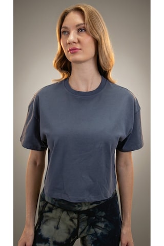 Heyy's Oversize Kadın Crop Antrasit Renk T-shirt Antrasit