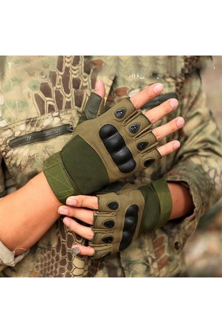 Yarım Parmak Cay225 M Beden Korumalı Taktik Eldiven Haki