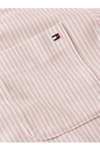 Tommy Hilfiger Pıque Strıpe Rlx Shırt Kadın Pembe Uk Gömlek - Ww0ww47878