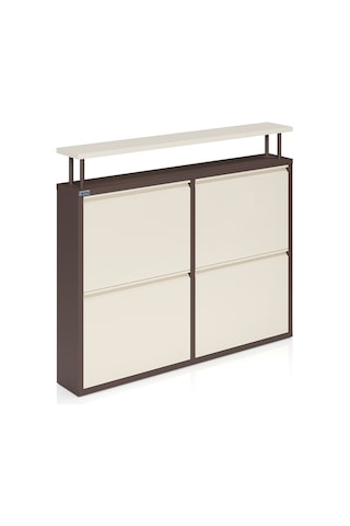 Ceha Tablalı 4'lü Metal Ayakkabılık - Kahverengi Krem K.AYK-2.4 /J/P8317-P1013