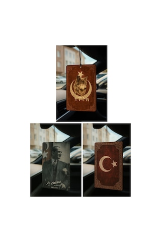 Bayrak Ve Atatürk Özel 3'lü Paket Araç Kokusu - Dekoratif Otomobil Kokusu Ve Oto Aksesuarı