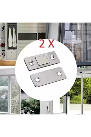 Zhltools 2 Çift Çok Amaçlı Kapı Kapak Dolap Çekmece Mobilya Durdurucu Kapatıcı Mıknatıslar Gümüş