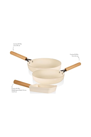 The Mia Cucina Di Mia İndüksiyon Tabanlı Seramik Tava Seti 3 Parça Çok Renkli