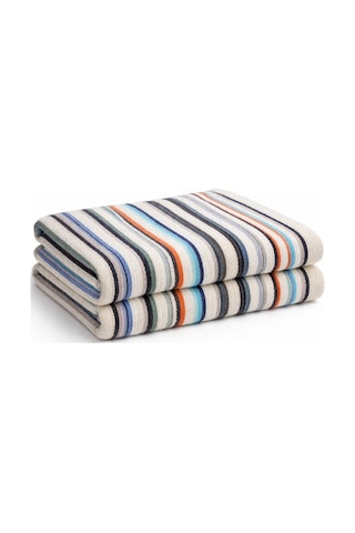 2 Adet Renkli Çizgili Büyük Boy Banyo Havlusu Ekonomik 90x150 Çok Renkli