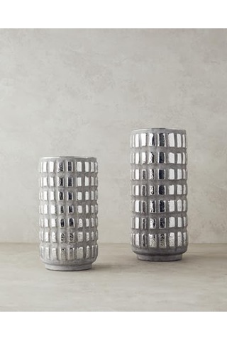 Glossy Stoneware Vazo Silver