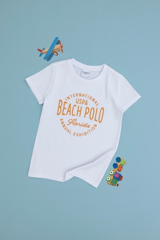 U.S. Polo Assn. Erkek Çocuk Beyaz Bisiklet Yaka Tişört 50307129-VR013