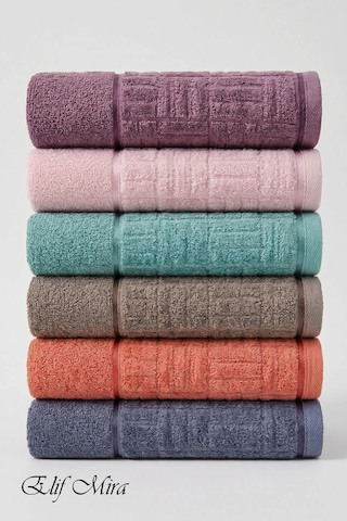 6 Lı El Yüz Havlu Seti %100 Pamuklu Kısmi Kadife Velvet Collection Kiremit
