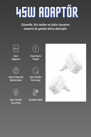 Samsung Uyumlu Galaxy S22 S23 S24 S25 S26 Ultra Hızlı Şarj Başlığı 45w Adaptör Usb-c Type-c Pd Şarj Başlığı