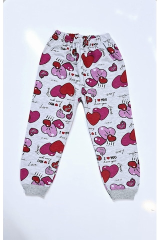 Kalpli Kız Çocuk Pijama Takım Gri