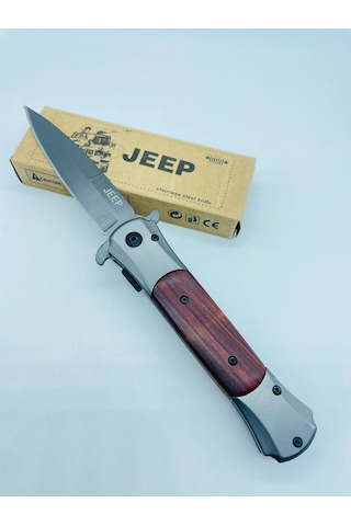 Jeep Marka Ahşapkasa Yarıotomatik Kamp Çakı //23cm-0ııııııı0 Kahverengi - Siyah