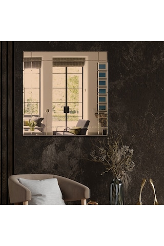 Ayna | Bronz Ayna | Dikdörtgen Kanallı - Kare Ayna | 60Cm X 60Cm Bronz