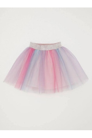 Kız Çocuk Beli Lastikli Siyah Tütü Etek-15346 Çok Renkli