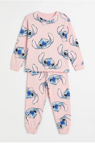 Minipomes Cartoon Print Pamuklu Çocuk Pijama Takım Pembe