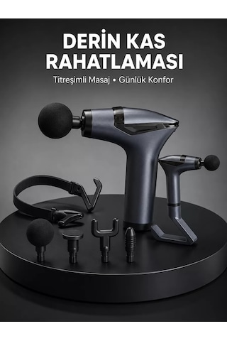 Taşınabilir 3in1 Masaj Aleti Şarjlı Titreşimli Esneme Bantlı Yeni Nesil Gri