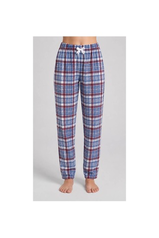 Yasar Underwear Kadın Ekose Pijama Altı Lastikli Bel Kurdele Detaylı Rahat Kesim Mavi,bordo Mavi,bordo