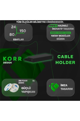 2 Adet Masa Altı Kablo Kanalı - Güçlü 3m Bantlı Yatay Kablo Düzenleyici Ve Gizleme Kanalı 15 Cm - Siyah