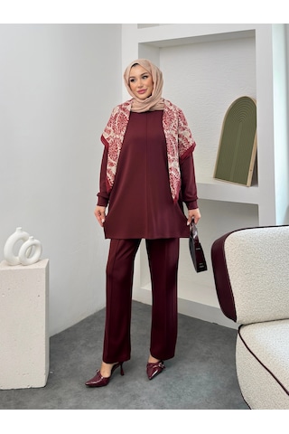 Mihran Butik Premium Model Modal Kumaş Kadın Alt Üst Takım Bordo