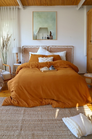 Çift Kişilik 2 Kat Müslin Nevresim Takımı,%100 Pamuk Koyu Kiremit