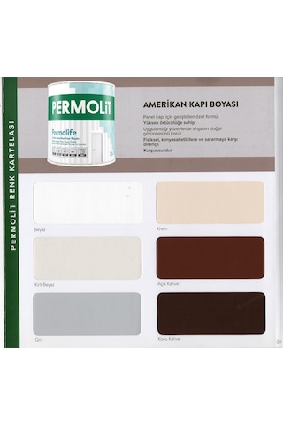 Permolit Permolife Su Bazlı Amerikan Panel Kapı Boyası - Koyu Kahve - 0.75 Lt.