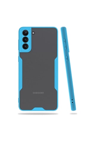 Samsung Uyumlu Galaxy S21 Plus Kılıf Platin Silikon - Mavi Diğer