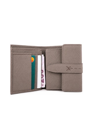 Alphaclub Bag Kadın Hakiki Deri Gri Renk Çıtçıtlı Kartlık Ve Cüzdan