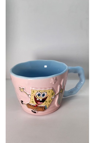 Süngerbob Pembe Rüya Mug - Kupa + Kaşık + Figür Set Çok Renkli