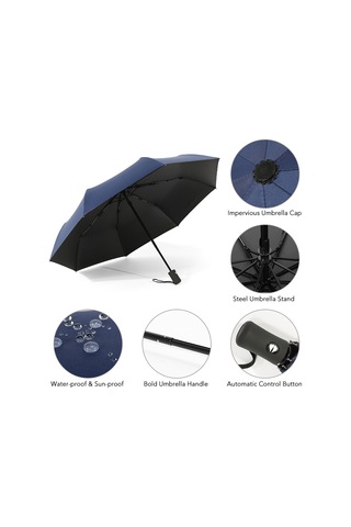 Springsun Otomatik Açılır-kapanır Siyah Jelli Güneş/yağmur Şemsiyesi 8 Kemiği Üç Katlı İş Salonu Güneş Engeli Mor