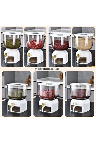 Xurunkeji 10 Kg Mutfak Nano Kova Böcek Geçirmez Nem Geçirmez Mühürlü Pirinç Kovası Tahıl Evcil Hayvan Maması Saklama Kabı Pirinç Kutusu Beyaz