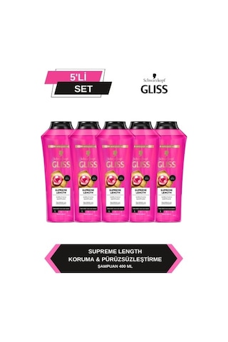 Gliss Supreme Length Uzun Saçlaraa Özel Şampuan 400 Ml X 5 Adet set-hnkl-5154-6063